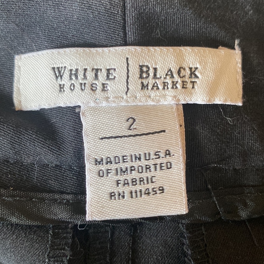 White House Black Market WIDE leg pant, Black, pockets, double hook front zip 2 - Picture 6 of 8